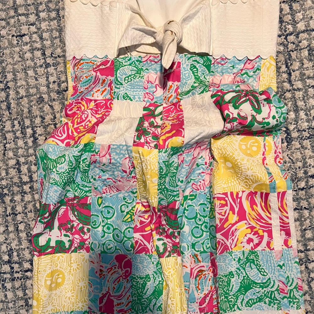 Colorful Patchwork Strapless Dress - image 2